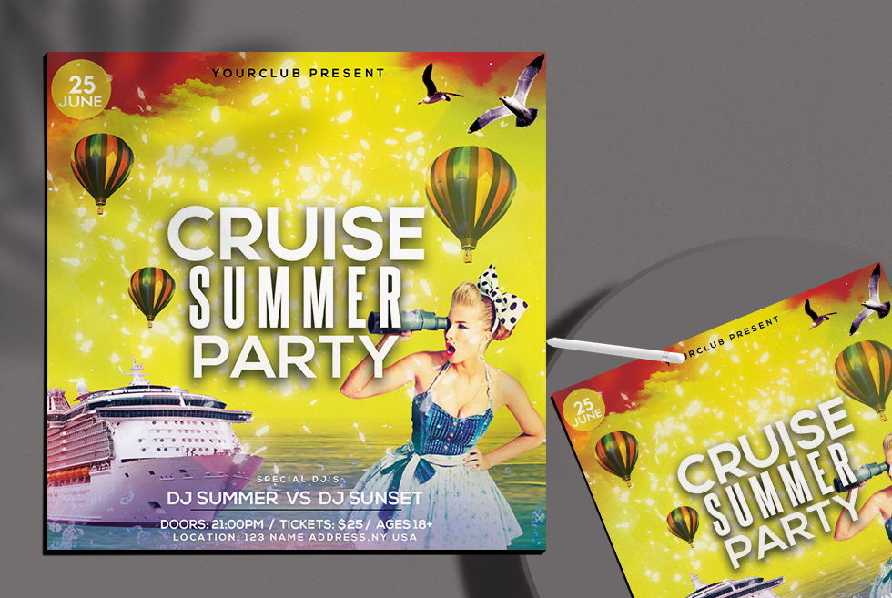 Cruise Summer Party Free PSD Flyer Template