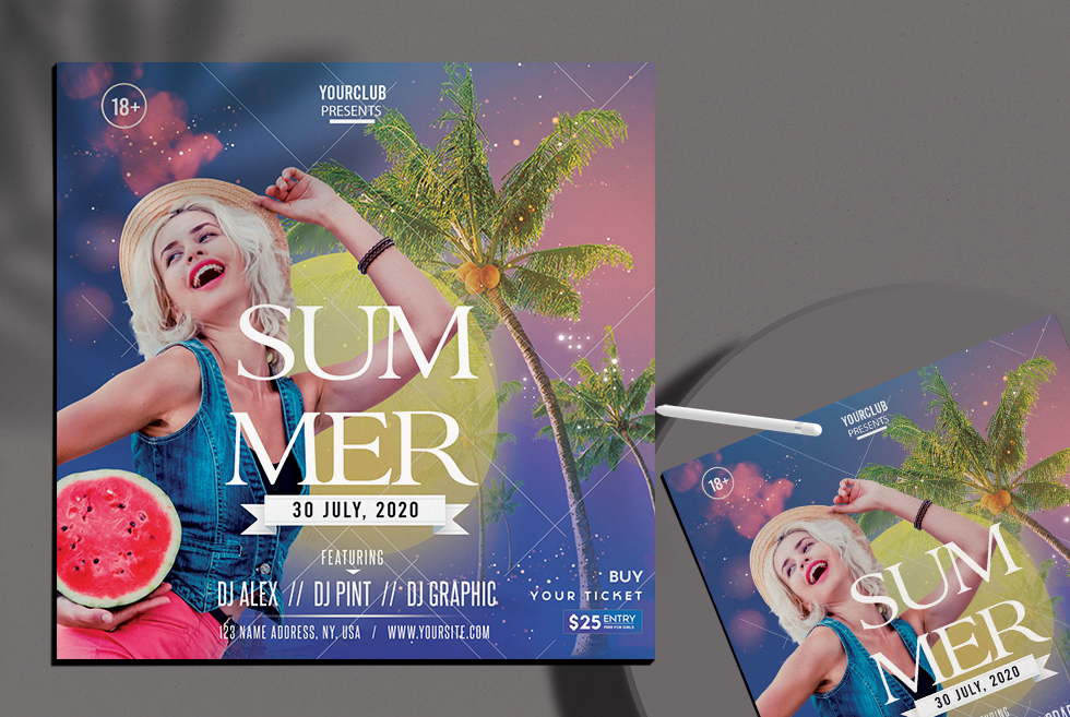 Free Summer Party PSD Flyer Template