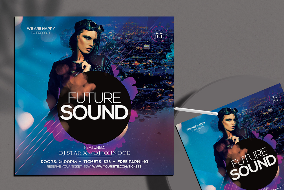 Future Sound Free PSD Flyer Template