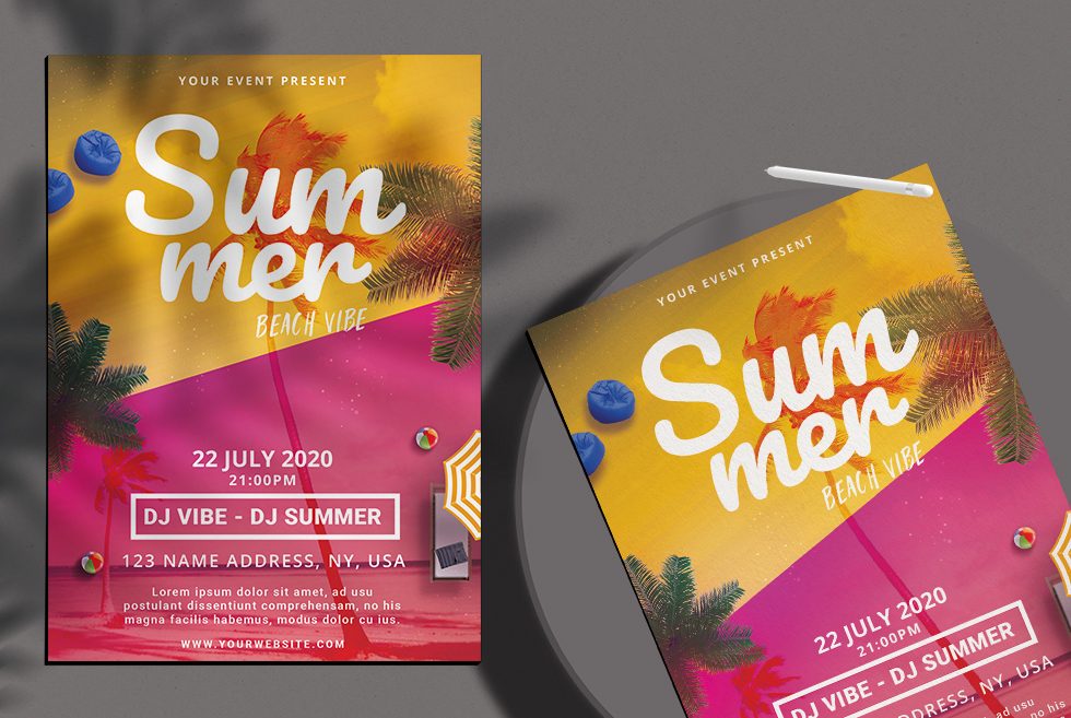 Summer Beach Vibe Free PSD Flyer