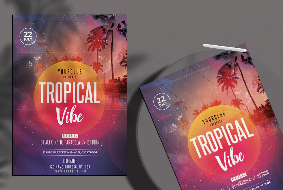 Tropical Vibe PSD Free Flyer Template