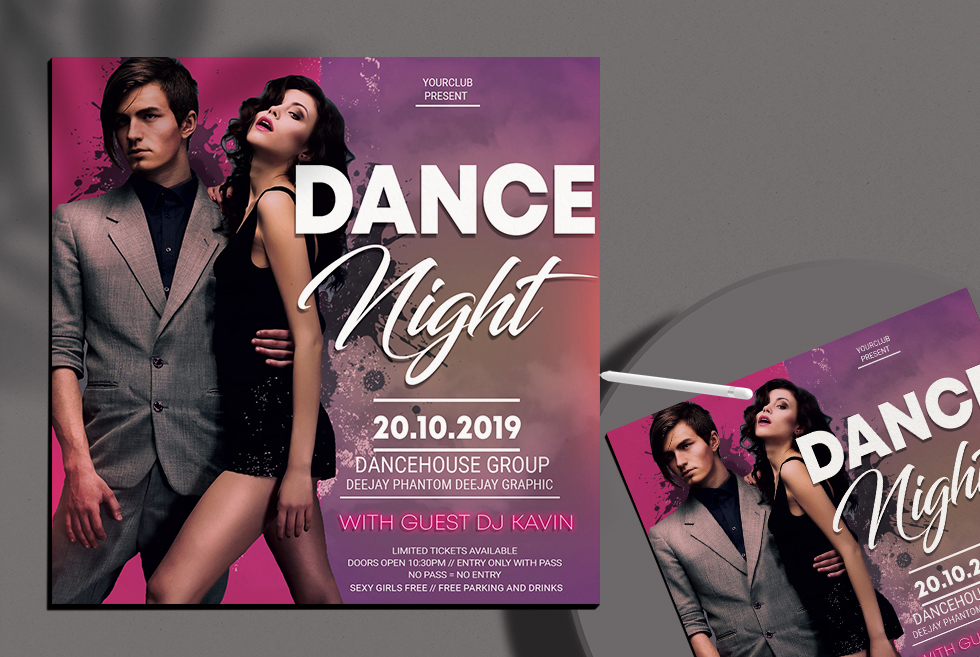 Dance Night Free PSD Flyer Template