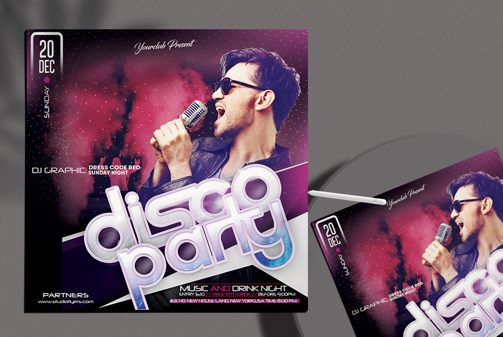 Disco Party Free PSD Flyer Template