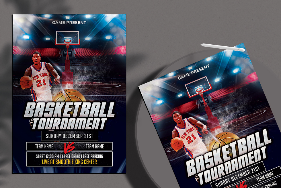 Basketball Tournament Free PSD Flyer Template