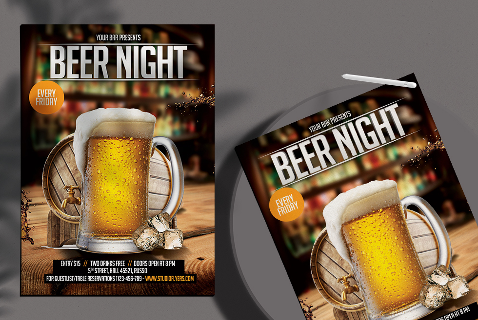 Beer Night Free PSD Flyer Template