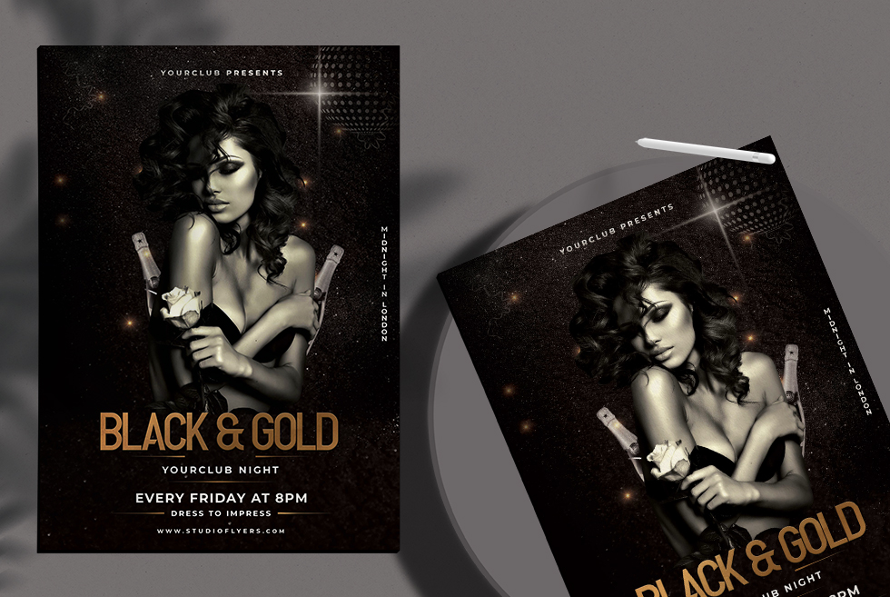 Black & Gold Free PSD Flyer Template