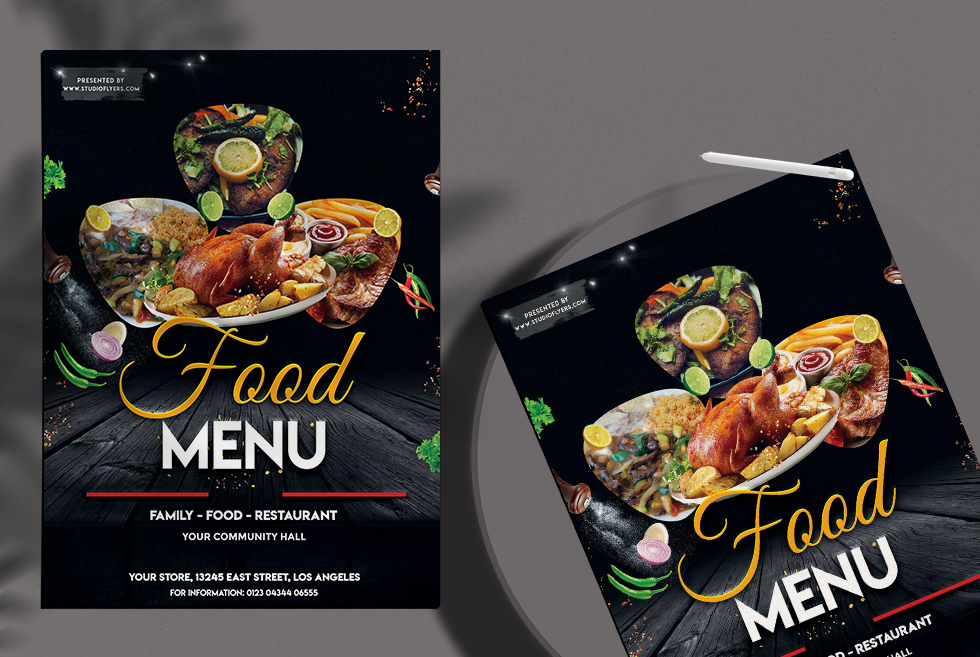 Download Food Menu Free Psd Flyer Template Studioflyers Com PSD Mockup Templates