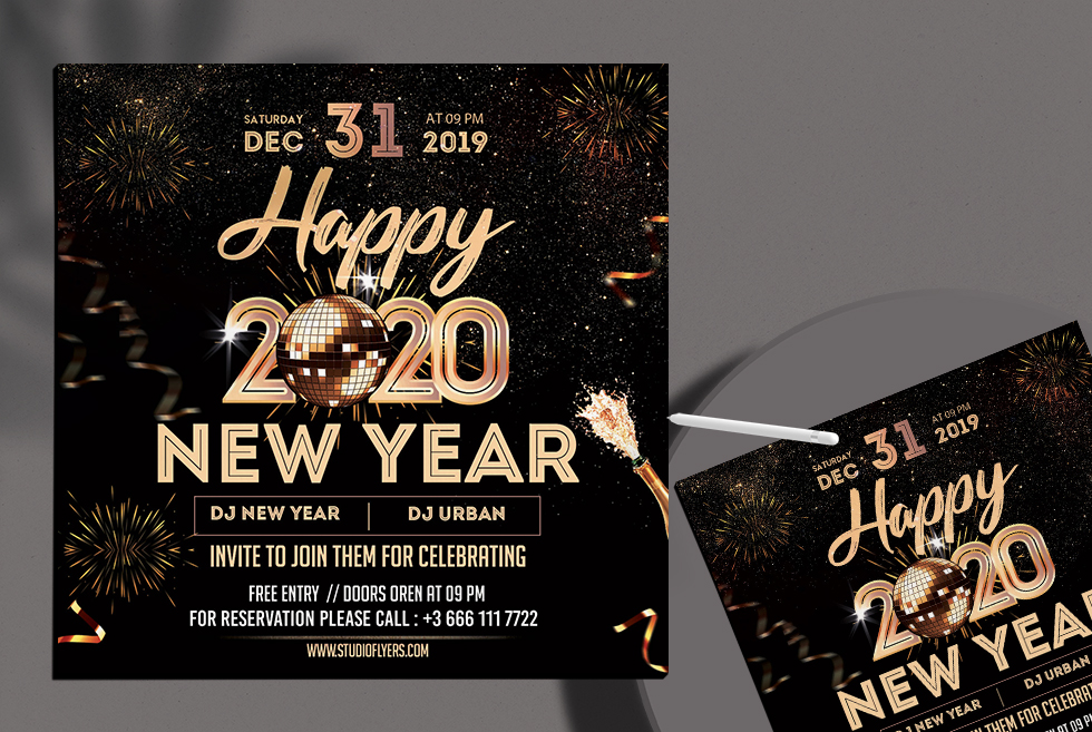 Happy New Year 2020 Free PSD Flyer Template