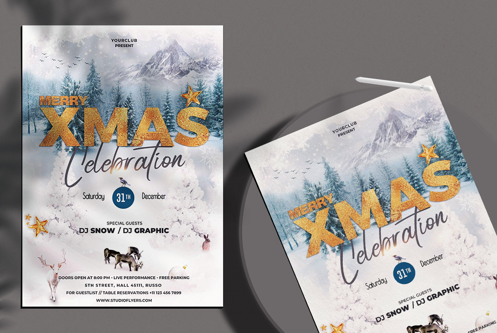Merry XMas Celebration Free PSD Flyer Template