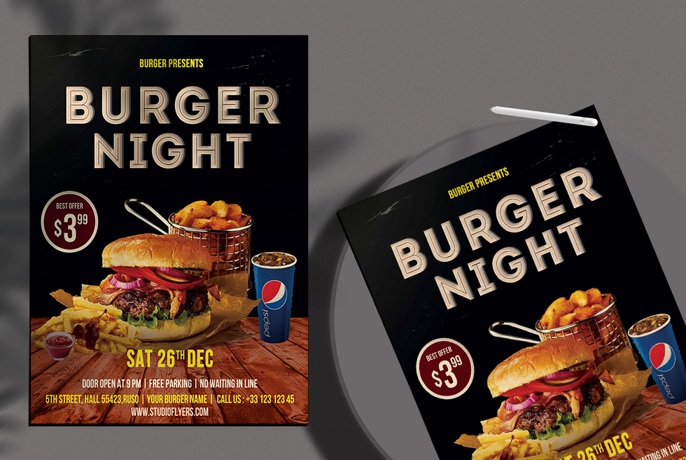 Burger Night Free PSD Flyer Template