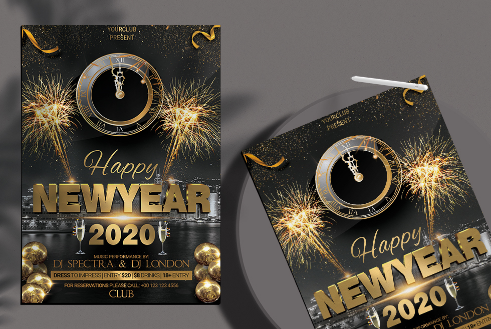 Happy 2020 New Years Free PSD Flyer Template