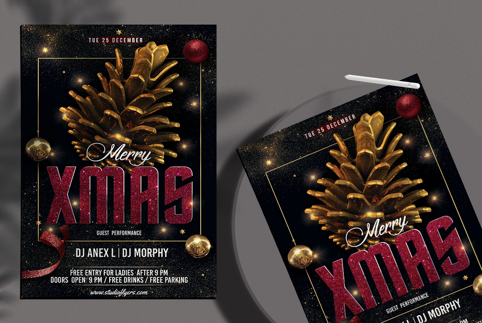 Merry XMAS Night Free PSD Flyer Template