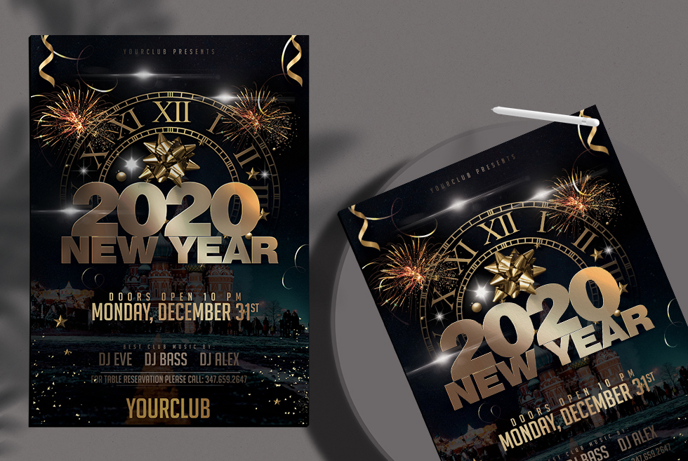 New Year Eve 2020 Free PSD Flyer Template