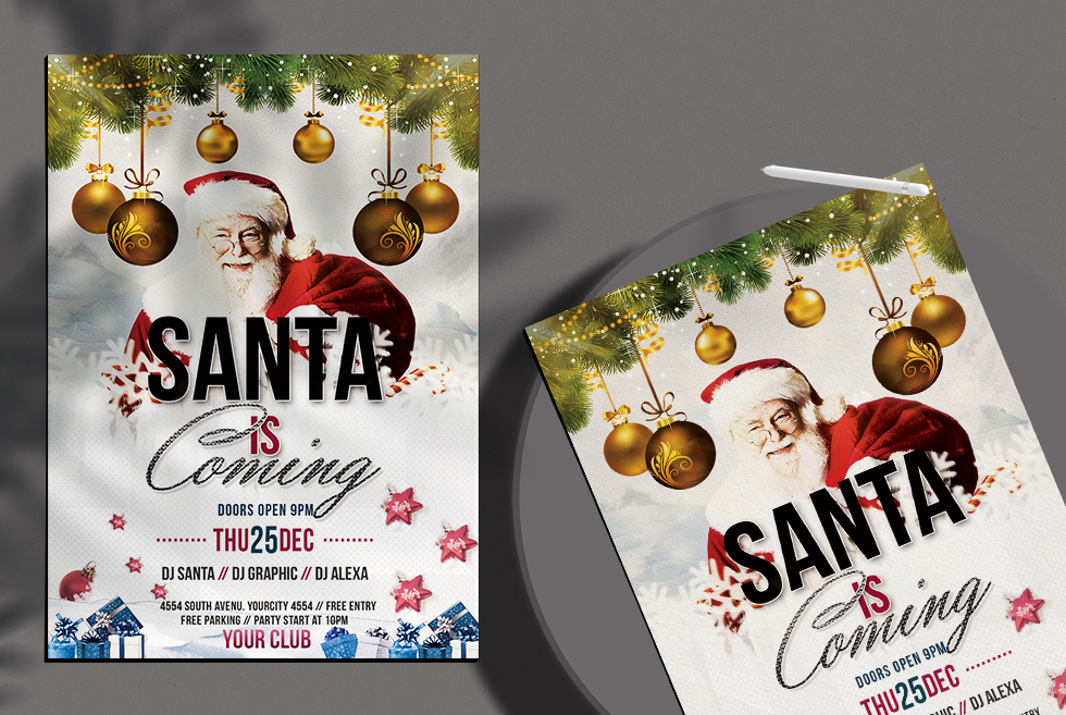 Santa is Coming Free PSD Flyer Template