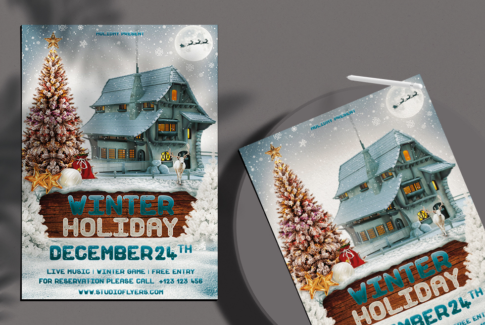Winter Holiday Free PSD Flyer Template