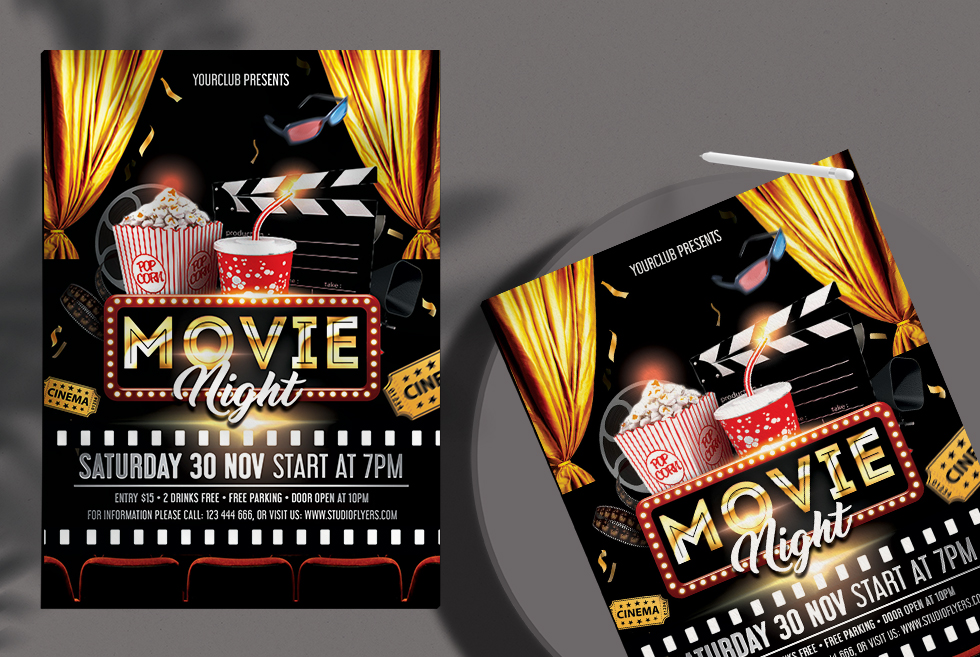 Movie Night Free Psd Flyer Template Studioflyers Com