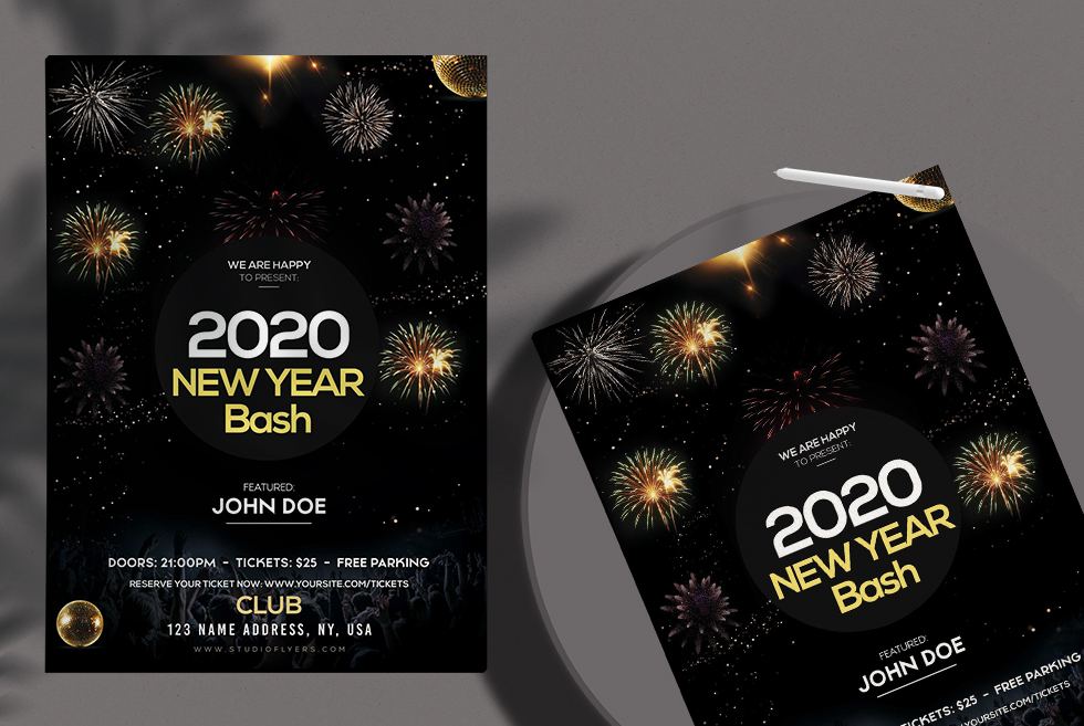 New Year Bash Free PSD Flyer Template