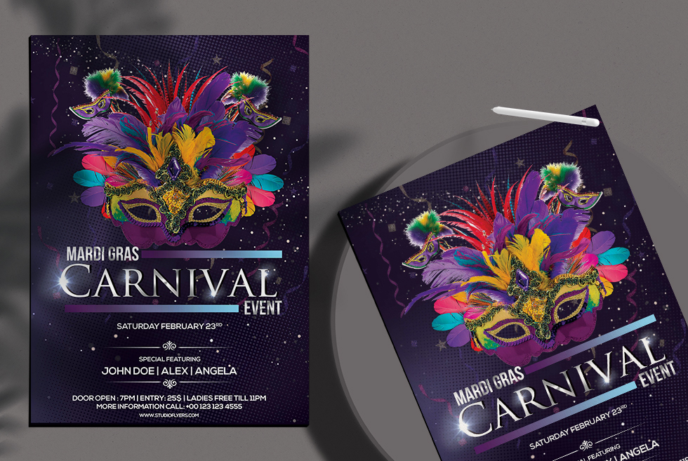 Mardi Gras Carnival Free PSD Flyer Template