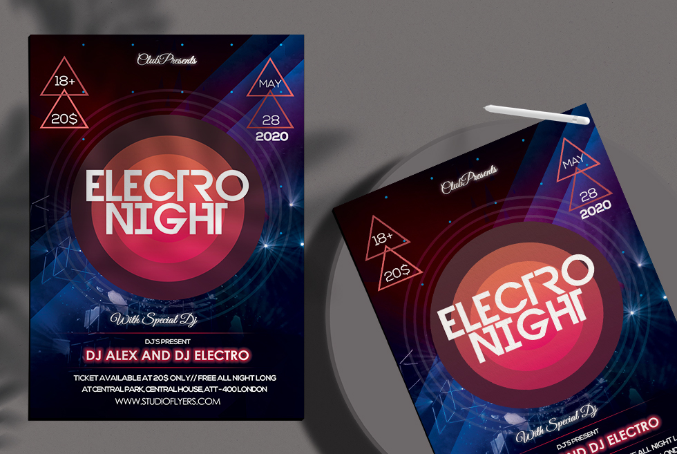 Electro Night Free PSD Flyer Template