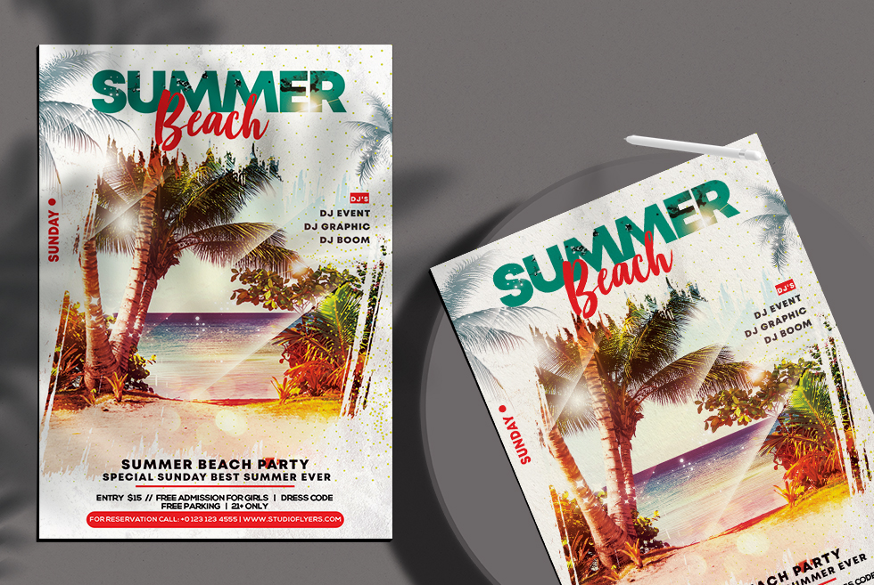 Summer Beach Free PSD Flyer Template