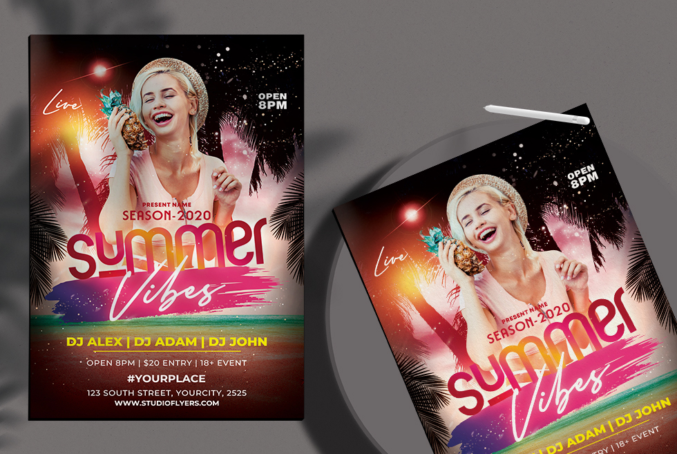 Summer Vibes Free PSD Flyer Template