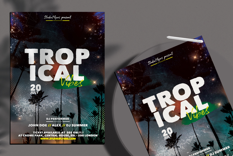 Tropical Vibes Free PSD Flyer Template