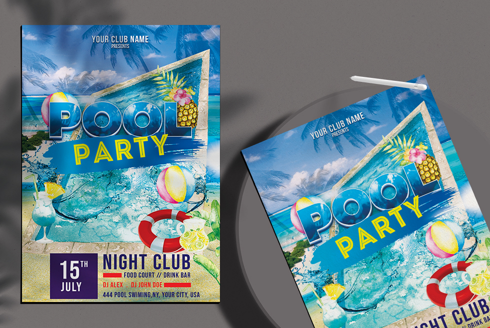 Summer Pool Party Free Psd Flyer Template Studioflyers Com