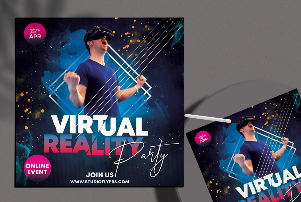 Virtual Party Free PSD Flyer Template