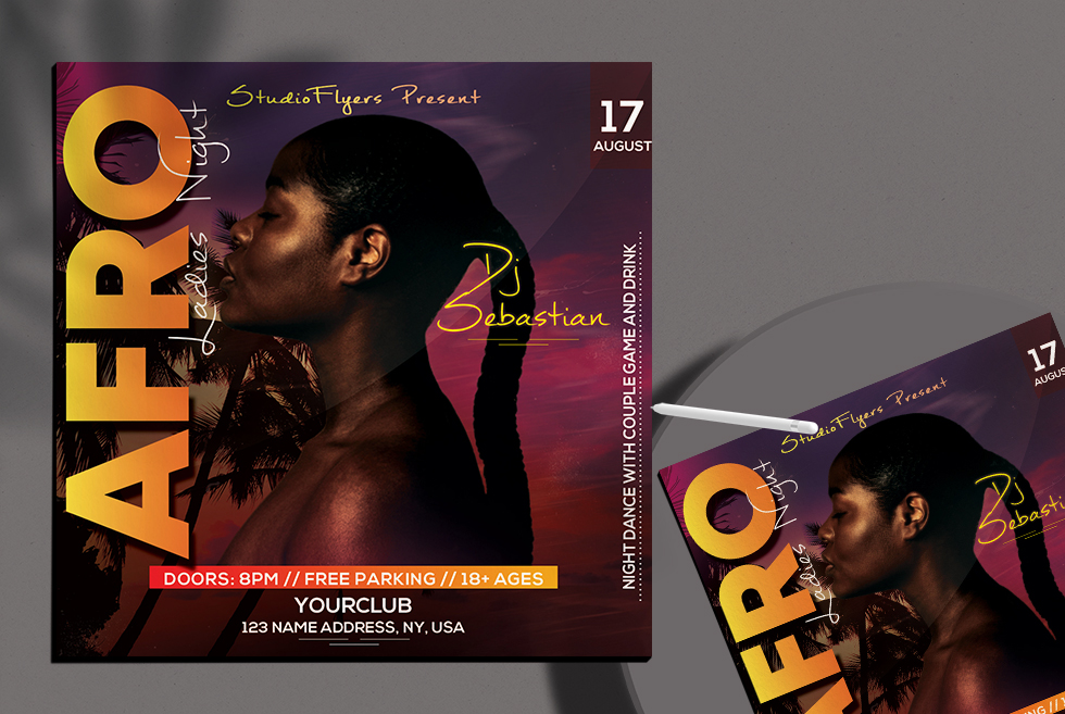 Afro Night Club Free PSD Flyer Template