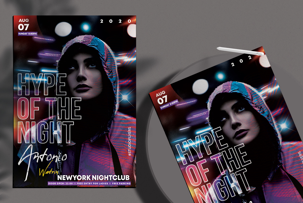 Hype Night Event Free PSD Flyer Template
