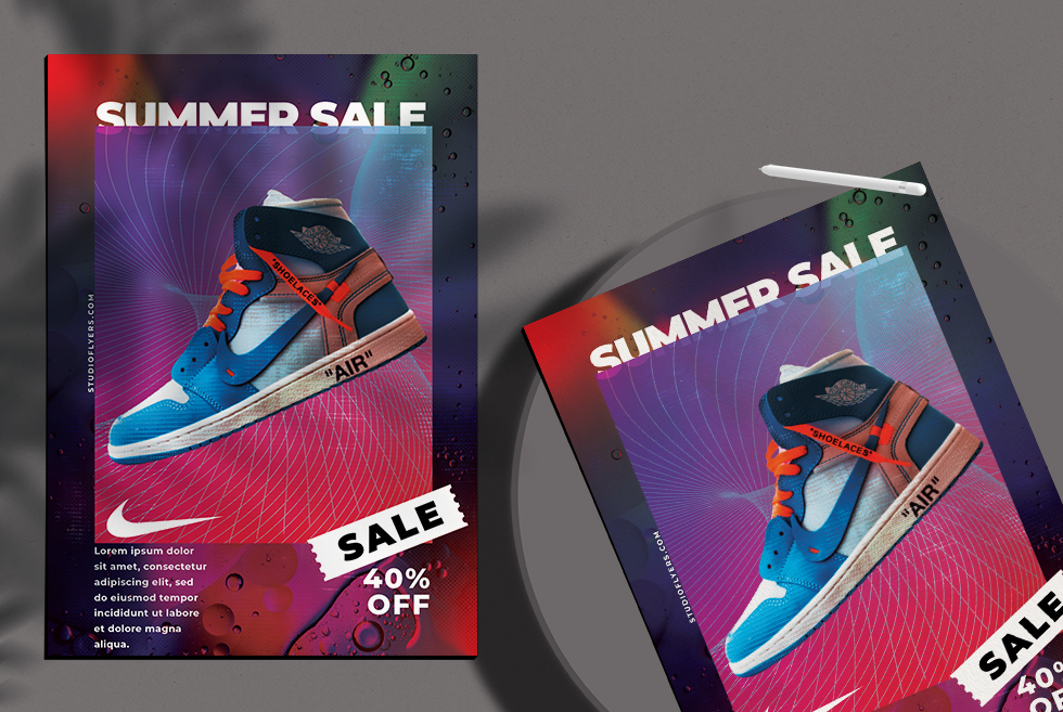 Summer Sale Shoes Flyer Free PSD Template