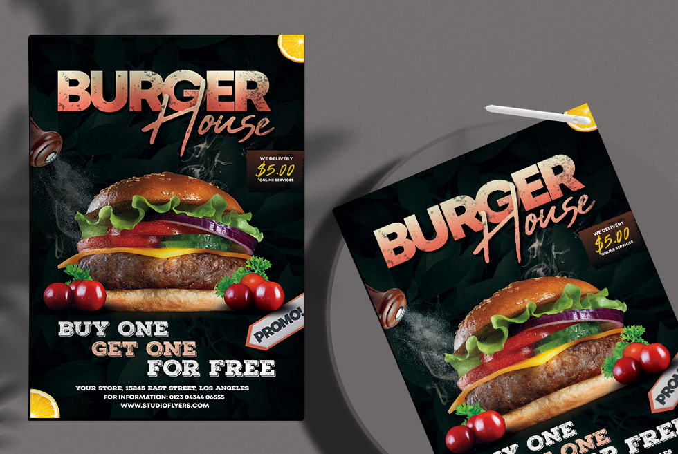 Burger House Flyer Free PSD Template