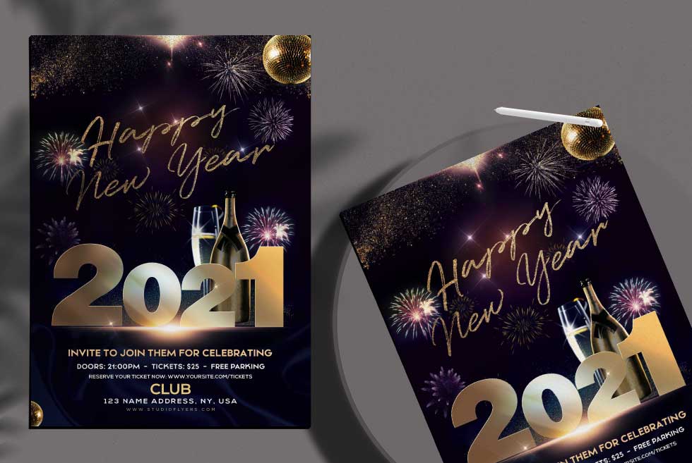 Happy New Year 2021 Free PSD Flyer Template