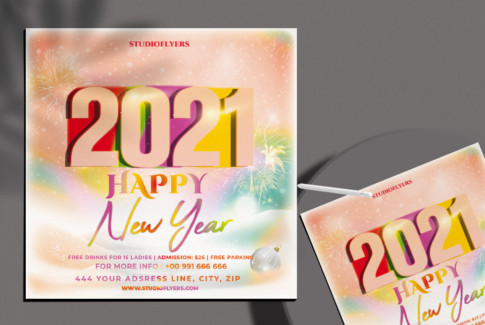 New Year 2021 Flyer Free PSD Template