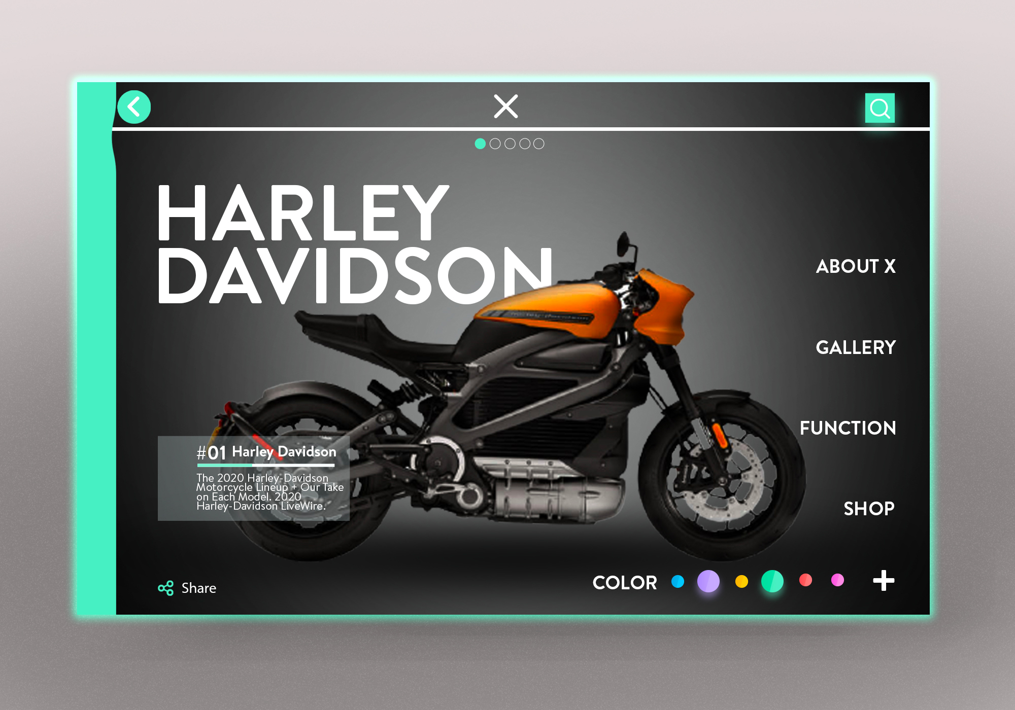 Motorcycle Concept Design UI Free PSD Template