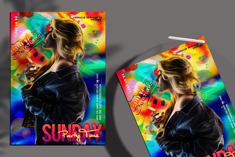 Sunday Party Time Flyer Free PSD Template