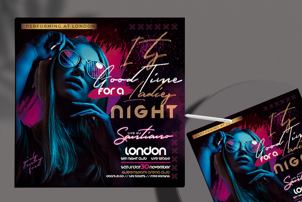 Ladies Night Only Event Flyer Free PSD Template