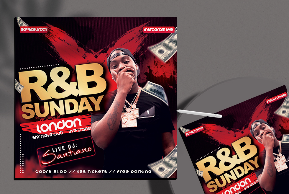 R&B Club Party Flyer Free PSD Template