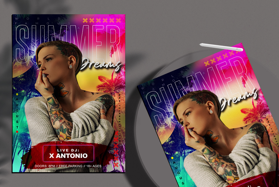 Summer Color Flyer Free PSD Template