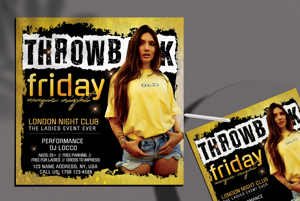 Throwback Friday Party Flyer Free PSD Template