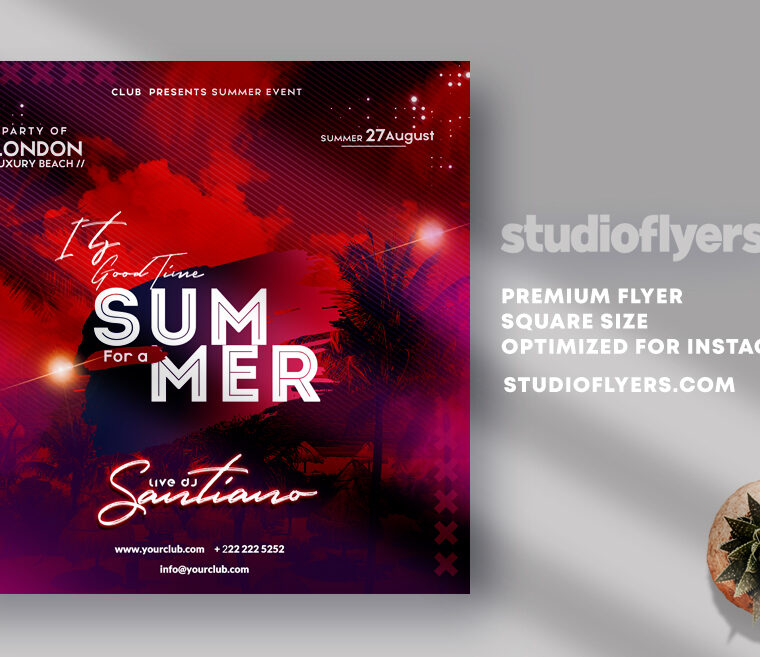 Its Time For Summer Instagram Banner PSD Template