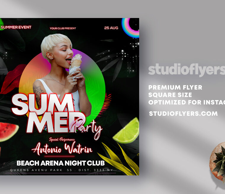 Summer Party Instagram Banner PSD Template