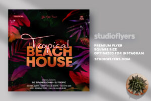 Tropical Beach House Instagram Banner PSD