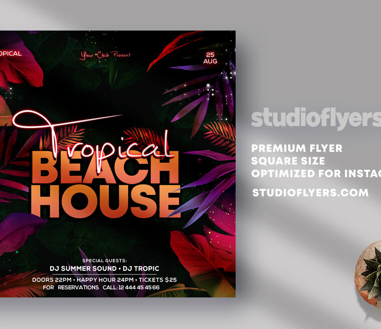 Tropical Beach House Instagram Banner PSD
