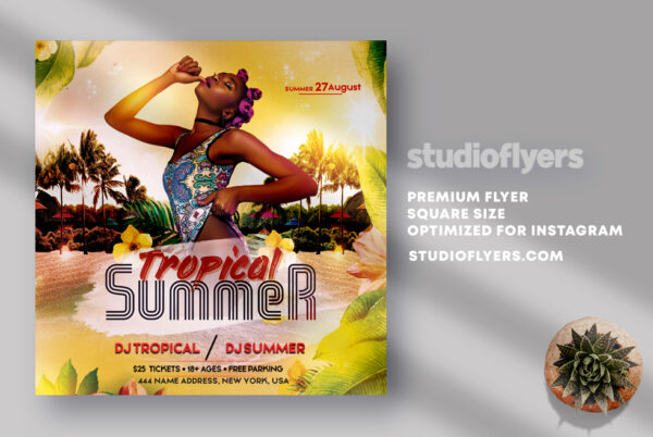 Tropical Summer Party Flyer PSD Template