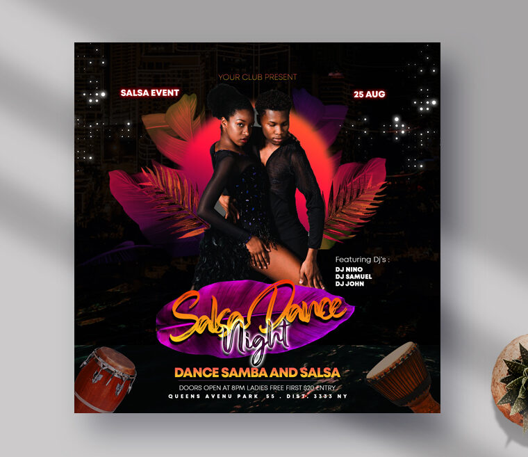 Salsa Dance Night Instagram Banner PSD Template