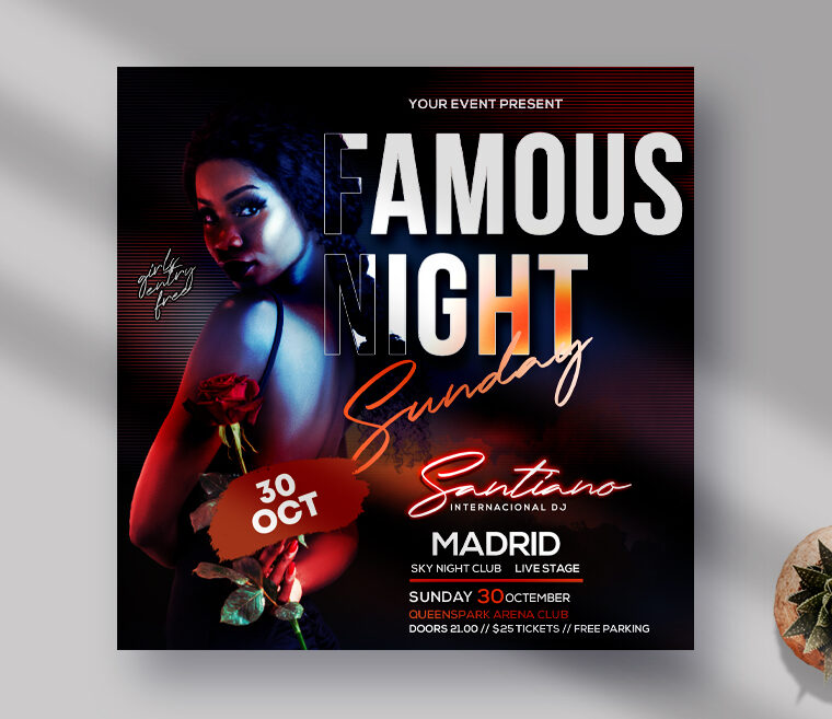 Famous Night Event Instagram Banner Free PSD