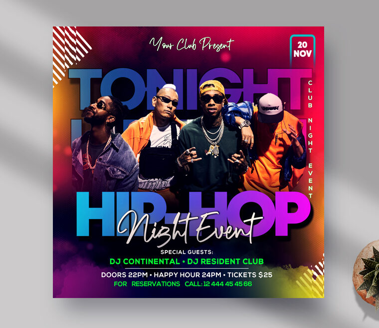 Hip Hop Night Event Instagram Banner PSD