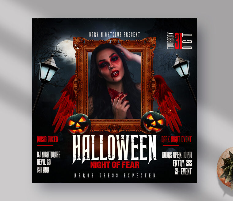 Halloween Night Instagram Banner PSD Template