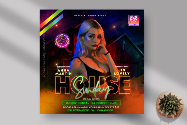 House Party Night Instagram Banner PSD Template